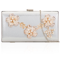 Picture of Xardi London Silver Style 4 3D Floral Bridal Bridesmaid Clutch Bag