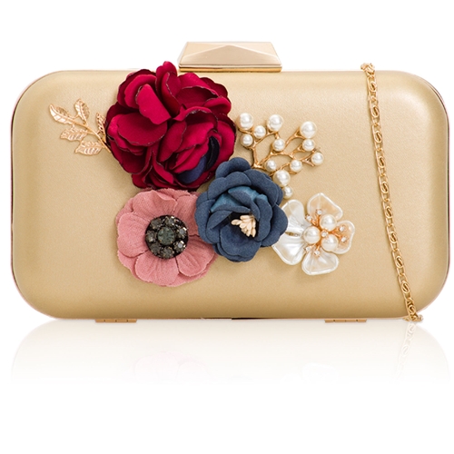 Picture of Xardi London Gold Style 1 3D Floral Bridal Bridesmaid Clutch Bag