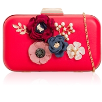 Picture of Xardi London Red Style 1 3D Floral Bridal Bridesmaid Clutch Bag