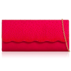 Picture of Xardi London Red Diamante Satin Wedding Clutch Bag For Bridal