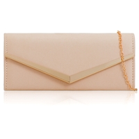 Picture of Xardi London Nude Suede Envelope Handheld Small Clutch Bag