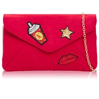Picture of Xardi London Red Suede Large Flat Suedette Clutch