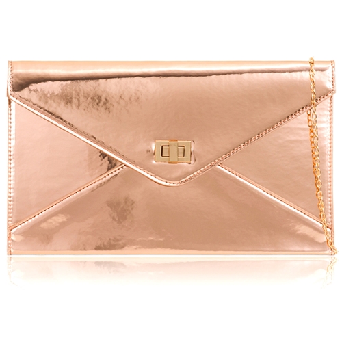 Picture of Xardi London Champagne Flat Envelope Patent Clutch