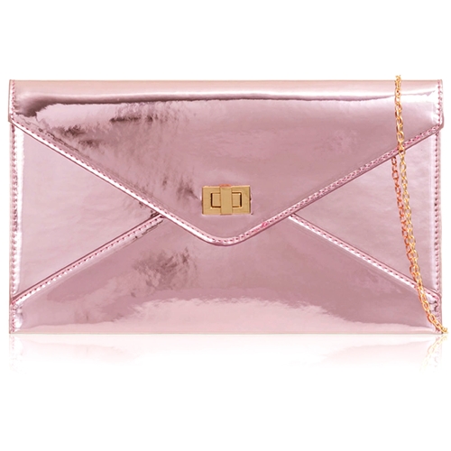 Picture of Xardi London Pink Flat Envelope Patent Clutch