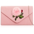 Picture of Xardi London Pink Pom Pom Floral Faux Suede Clutch Bag