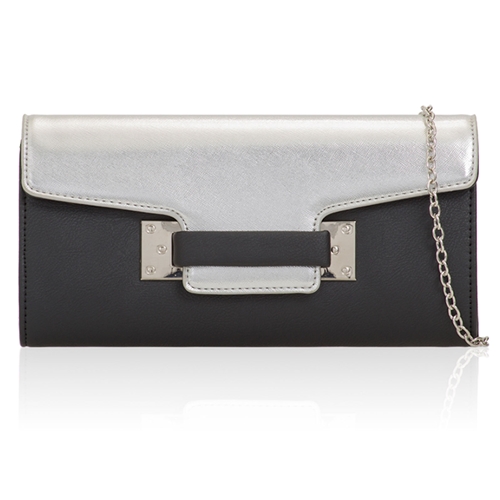 Picture of Xardi London Silver Flap Over Vintage Leather Clutch Bag