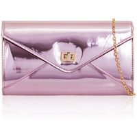 Picture of Xardi London Pink Large Envelope Shaped Metallic Clutch 