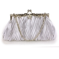 Picture of Xardi London Silver Ruched Bridal Satin Wedding Slouch Clutch 
