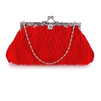 Picture of Xardi London Red Ruched Bridal Satin Wedding Slouch Clutch 