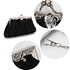 Picture of Xardi London Black Ruched Bridal Satin Wedding Slouch Clutch 