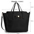 Picture of Xardi London Black Large Faux Leather Bow Tote Shopper Bag