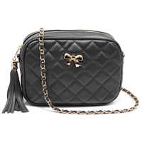 Picture of Xardi London Black Quilted Leather Style Satchel Bag