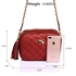 Picture of Xardi London Red Quilted Leather Style Satchel Bag