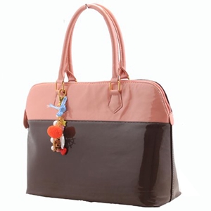 Picture of Xardi London Mink / Coral Handles Iconic Boutique Patent Handbags