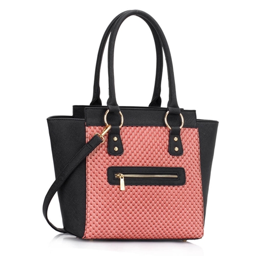 Picture of Xardi London Black/Pink Zipper Medium Women Shoulder Bag