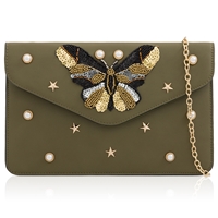 Picture of Xardi London Green Style 2 Morpho Envelope Beaded Clutch Bag