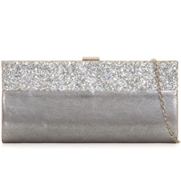 Picture of Xardi London Silver Glitter Shimmer Wedding Baguette Clutch Bag