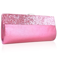 Picture of Xardi London Pink Glitter Shimmer Wedding Baguette Clutch Bag