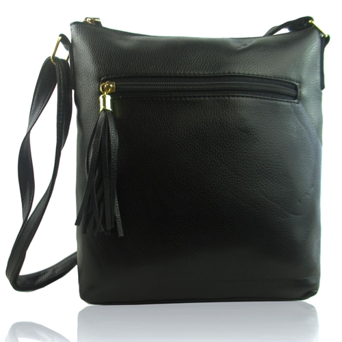 Picture of Xardi London Black Zip Tassel  Cross Body Bag For Women