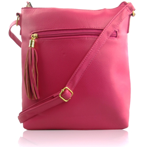 Picture of Xardi London Pink Zip Tassel  Cross Body Bag For Women