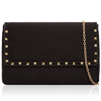 Picture of Xardi London Black Large Flap Over Suede Clutch Bag 