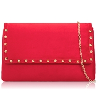 Picture of Xardi London Red Large Flap Over Suede Clutch Bag 