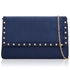 Picture of Xardi London Navy Large Flap Over Suede Clutch Bag 