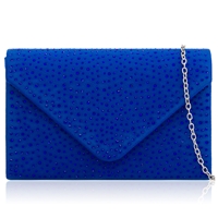 Picture of Xardi London Royal Blue Gems Suede Envelope Clutch 