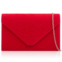 Picture of Xardi London Red Gems Suede Envelope Clutch 