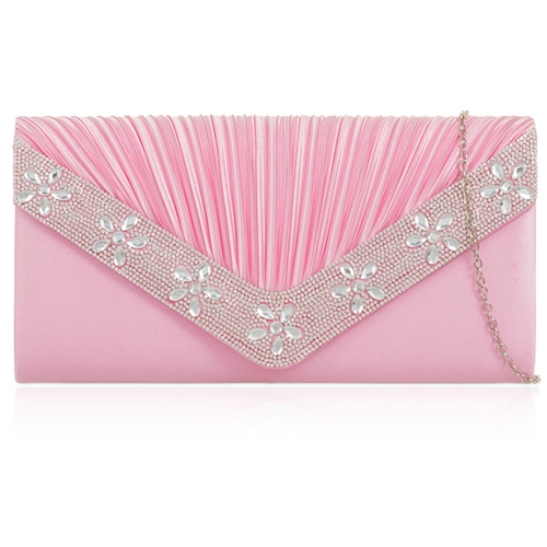 Picture of Xardi London Pink Floral Gems Diamante Satin Bridal Bag
