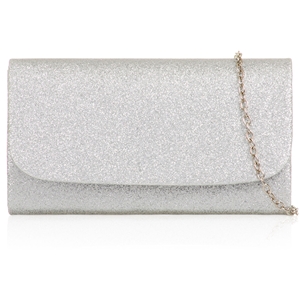 Picture of Xardi London Silver Glitter Fabric Handheld Clutch