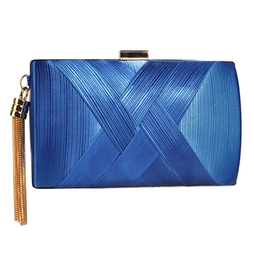 Picture of Xardi London Blue Style 2 Luxe Satin Pleated Bridal Clutch 