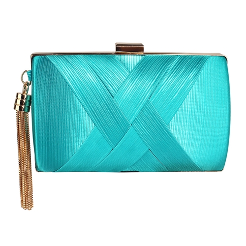 Picture of Xardi London Emerald Style 2 Luxe Satin Pleated Bridal Clutch 