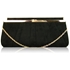Picture of Xardi London Black Small Baguette Suede Clasp Prom Bag