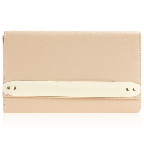 Picture of Xardi London Nude Faux Leather Clutch Bag 