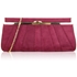 Picture of Xardi London Burgundy Small Baguette Suede Clasp Prom Bag