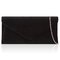 Picture of Xardi London Black Velvet Sassy Faux Suede Envelope Clutch Bag