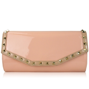 Picture of Xardi London Pink Long Patent Stud Clutch for Women
