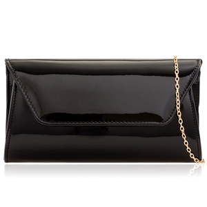 Picture of Xardi London Black Large Patent Leather Clutch Bag