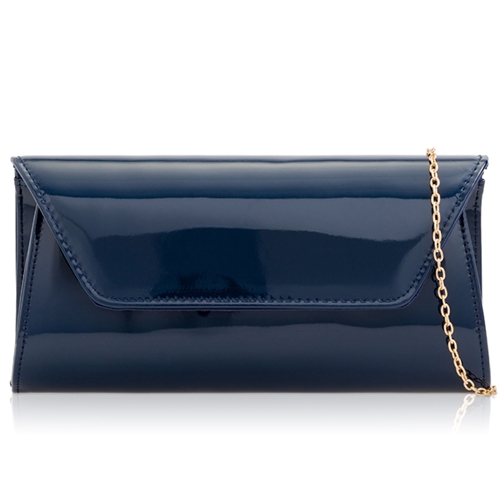 Picture of Xardi London Navy Large Patent Leather Clutch Bag