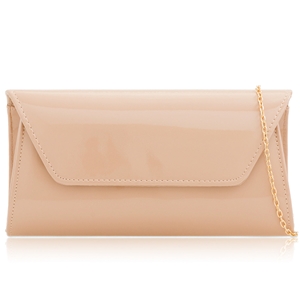 Picture of Xardi London Nude Large Patent Leather Clutch Bag