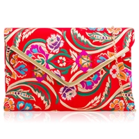 Picture of Xardi London Red Paisley Floral Envelope Clutch Bag