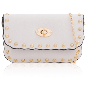 Picture of Xardi London White Studded Scallop Cross-body Bag