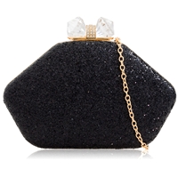Picture of Xardi London Glitter Black Minaudiere Bobble Clasp Evening Bag