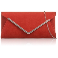 Picture of Xardi London Rust Red Envelope Suedette Bar Clutch