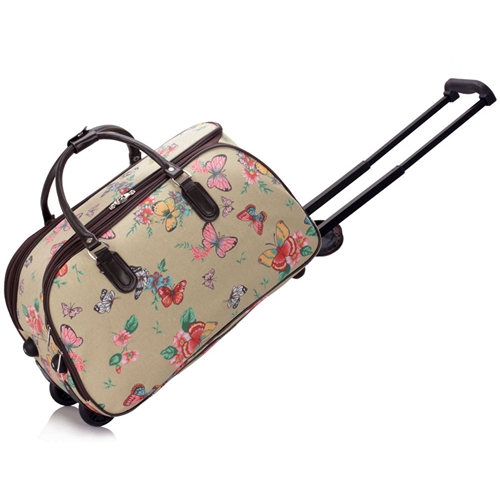 Picture of Xardi London Beige Butterfly C Owl Printed Cabin Approved Hand Luggage