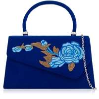 Picture of Xardi London Royal Blue Floral Handheld Faux Suede Leather bag
