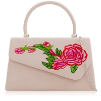 Picture of Xardi London Nude Floral Handheld Faux Suede Leather bag