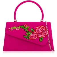 Picture of Xardi London Fuchsia Floral Handheld Faux Suede Leather bag