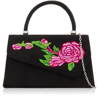 Picture of Xardi London Black Floral Handheld Faux Suede Leather bag